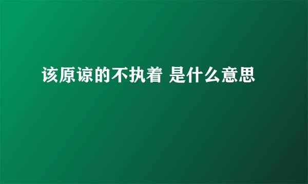 该原谅的不执着 是什么意思