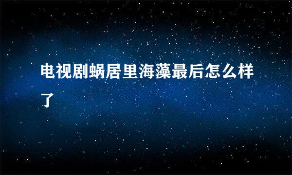 电视剧蜗居里海藻最后怎么样了