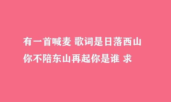 有一首喊麦 歌词是日落西山你不陪东山再起你是谁 求