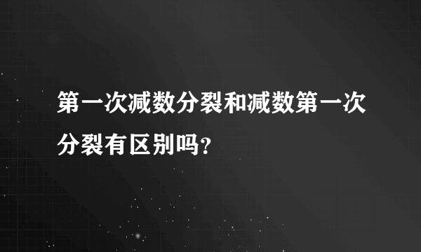 第一次减数分裂和减数第一次分裂有区别吗？