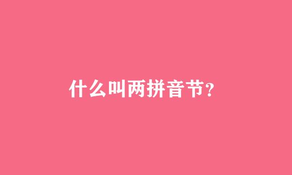 什么叫两拼音节？