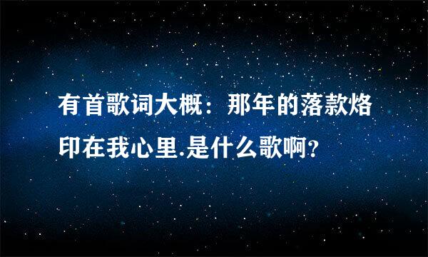 有首歌词大概：那年的落款烙印在我心里.是什么歌啊？