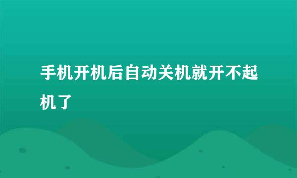 手机开机后自动关机就开不起机了