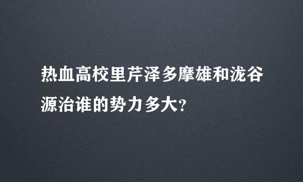 热血高校里芹泽多摩雄和泷谷源治谁的势力多大？