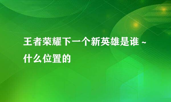 王者荣耀下一个新英雄是谁～什么位置的