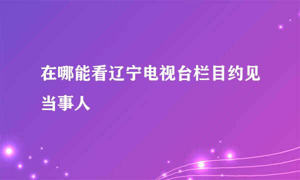 在哪能看辽宁电视台栏目约见当事人