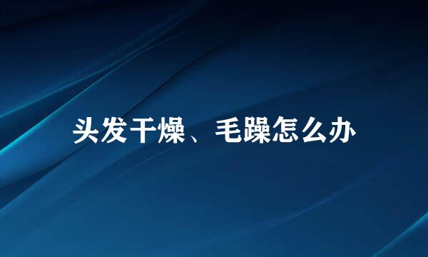 头发干燥、毛躁怎么办