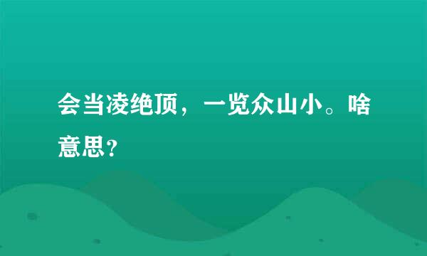 会当凌绝顶，一览众山小。啥意思？