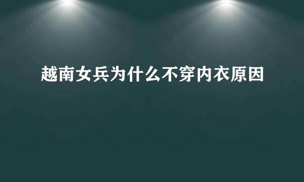 越南女兵为什么不穿内衣原因