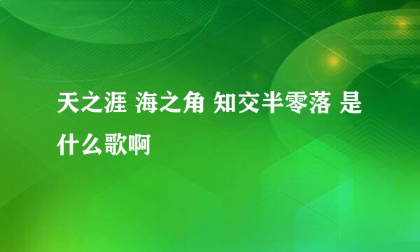 天之涯 海之角 知交半零落 是什么歌啊