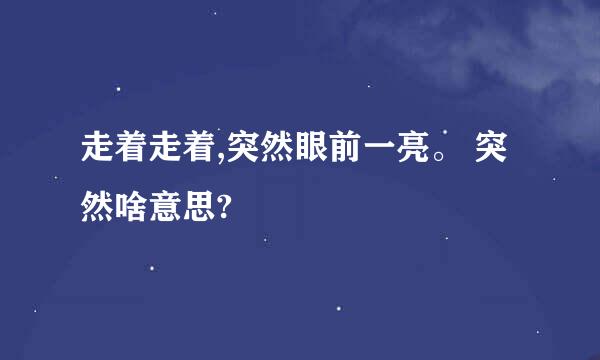 走着走着,突然眼前一亮。 突然啥意思?