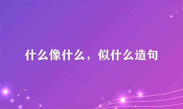 什么像什么，似什么造句