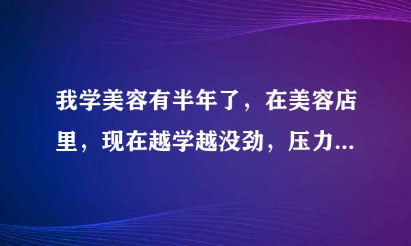 我学美容有半年了，在美容店里，现在越学越没劲，压力好大，好累，看不到希望，有点坚持不下去了，我该...