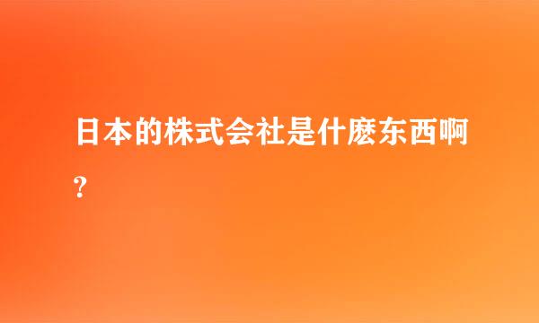 日本的株式会社是什麽东西啊？