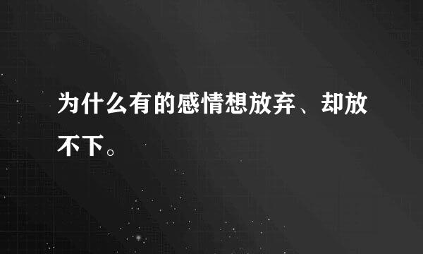 为什么有的感情想放弃、却放不下。