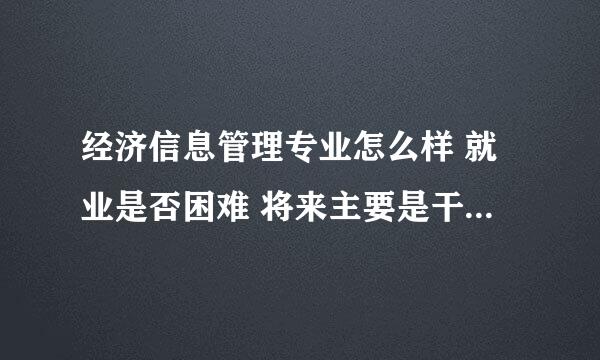 经济信息管理专业怎么样 就业是否困难 将来主要是干什么的. 急!