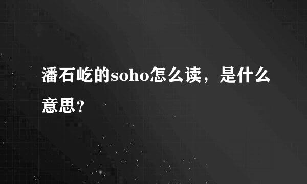 潘石屹的soho怎么读，是什么意思？