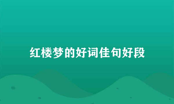 红楼梦的好词佳句好段