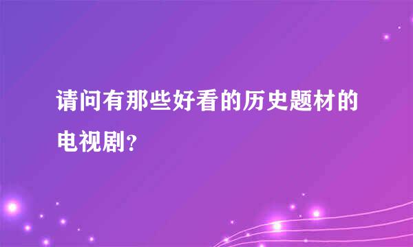 请问有那些好看的历史题材的电视剧？