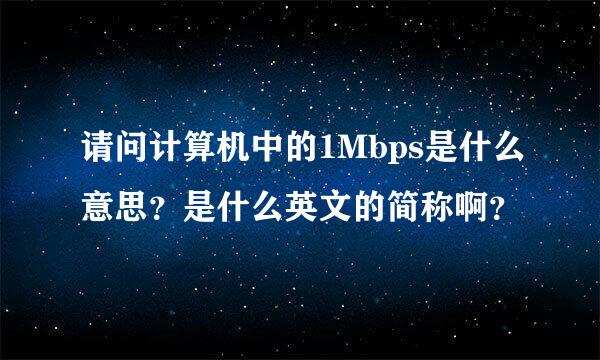 请问计算机中的1Mbps是什么意思？是什么英文的简称啊？