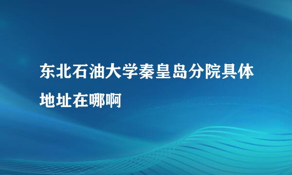 东北石油大学秦皇岛分院具体地址在哪啊