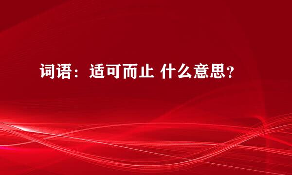 词语：适可而止 什么意思？