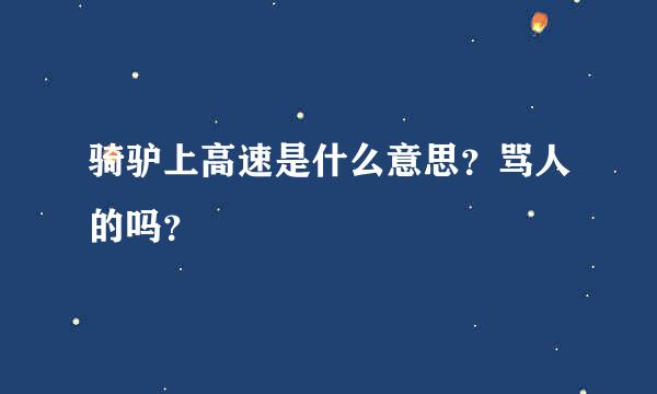 骑驴上高速是什么意思？骂人的吗？