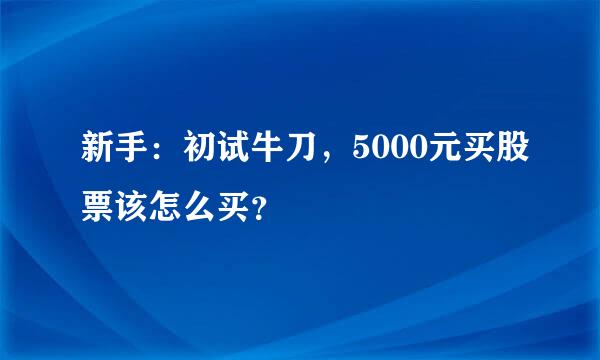 新手：初试牛刀，5000元买股票该怎么买？