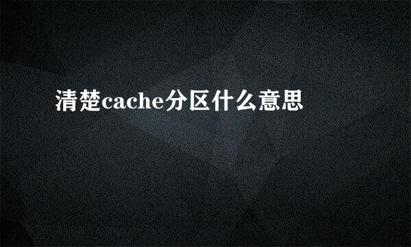 清楚cache分区什么意思