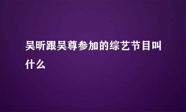 吴昕跟吴尊参加的综艺节目叫什么