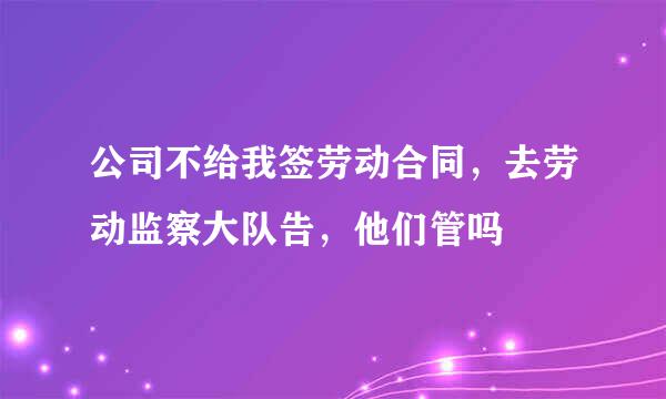 公司不给我签劳动合同，去劳动监察大队告，他们管吗