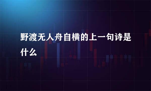 野渡无人舟自横的上一句诗是什么