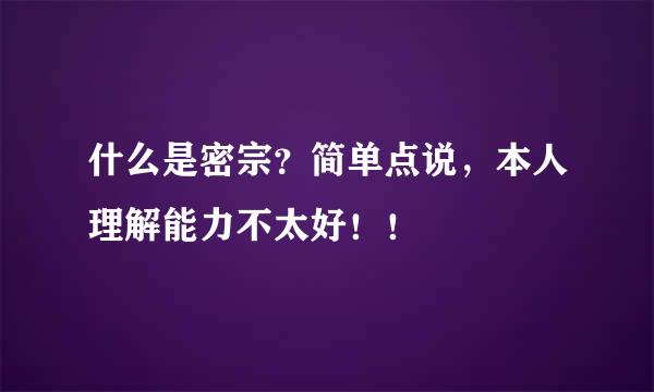 什么是密宗？简单点说，本人理解能力不太好！！