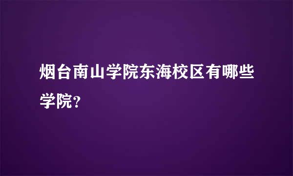 烟台南山学院东海校区有哪些学院？