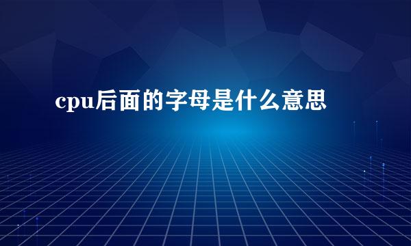 cpu后面的字母是什么意思