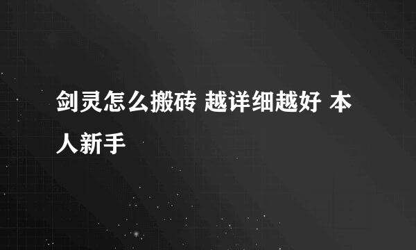 剑灵怎么搬砖 越详细越好 本人新手