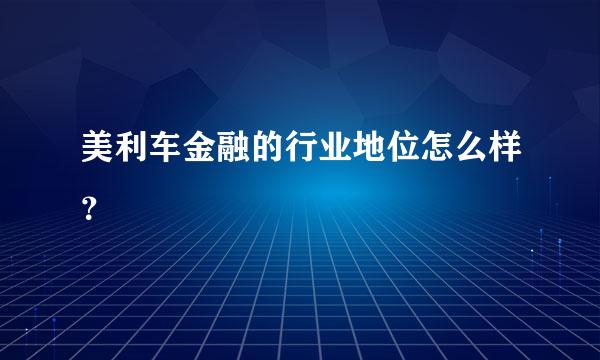 美利车金融的行业地位怎么样？