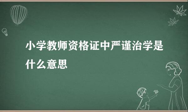 小学教师资格证中严谨治学是什么意思