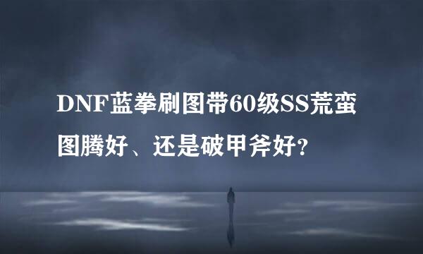 DNF蓝拳刷图带60级SS荒蛮图腾好、还是破甲斧好？