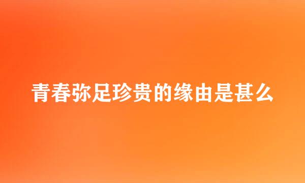 青春弥足珍贵的缘由是甚么