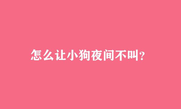 怎么让小狗夜间不叫？