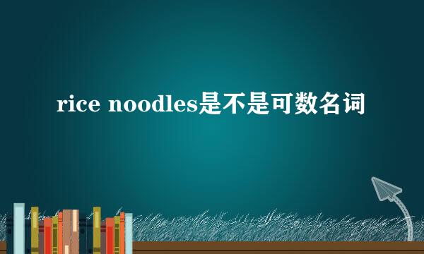 rice noodles是不是可数名词