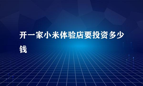 开一家小米体验店要投资多少钱