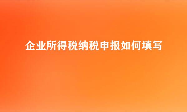 企业所得税纳税申报如何填写