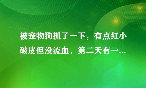 被宠物狗抓了一下，有点红小破皮但没流血，第二天有一点点结疤，只是皮肤表层一点点!我己经超过24小时