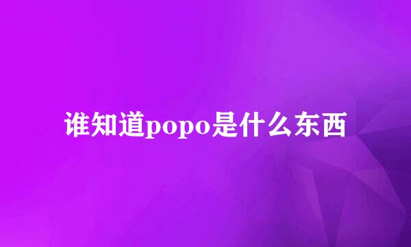 谁知道popo是什么东西