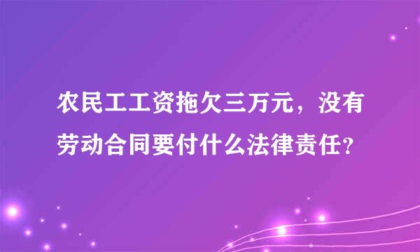 农民工工资拖欠三万元，没有劳动合同要付什么法律责任？