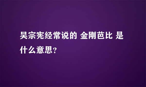 吴宗宪经常说的 金刚芭比 是什么意思？