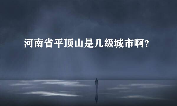 河南省平顶山是几级城市啊？