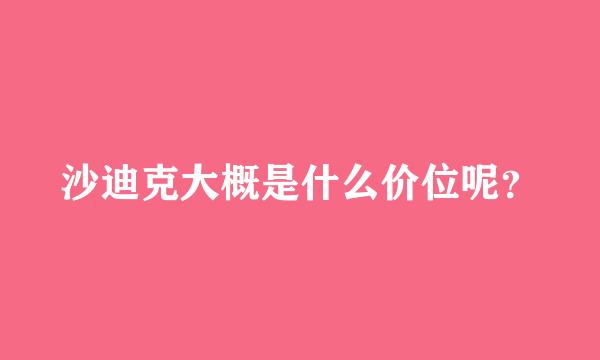 沙迪克大概是什么价位呢？